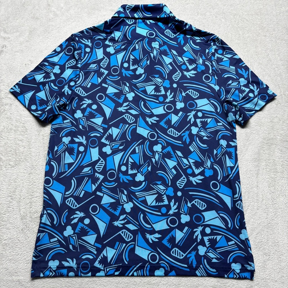 NEW Good Good Shirt For Liberty Polo‎ Mens M Geometric Blue Print Golf Tropical - Picture 3 of 6